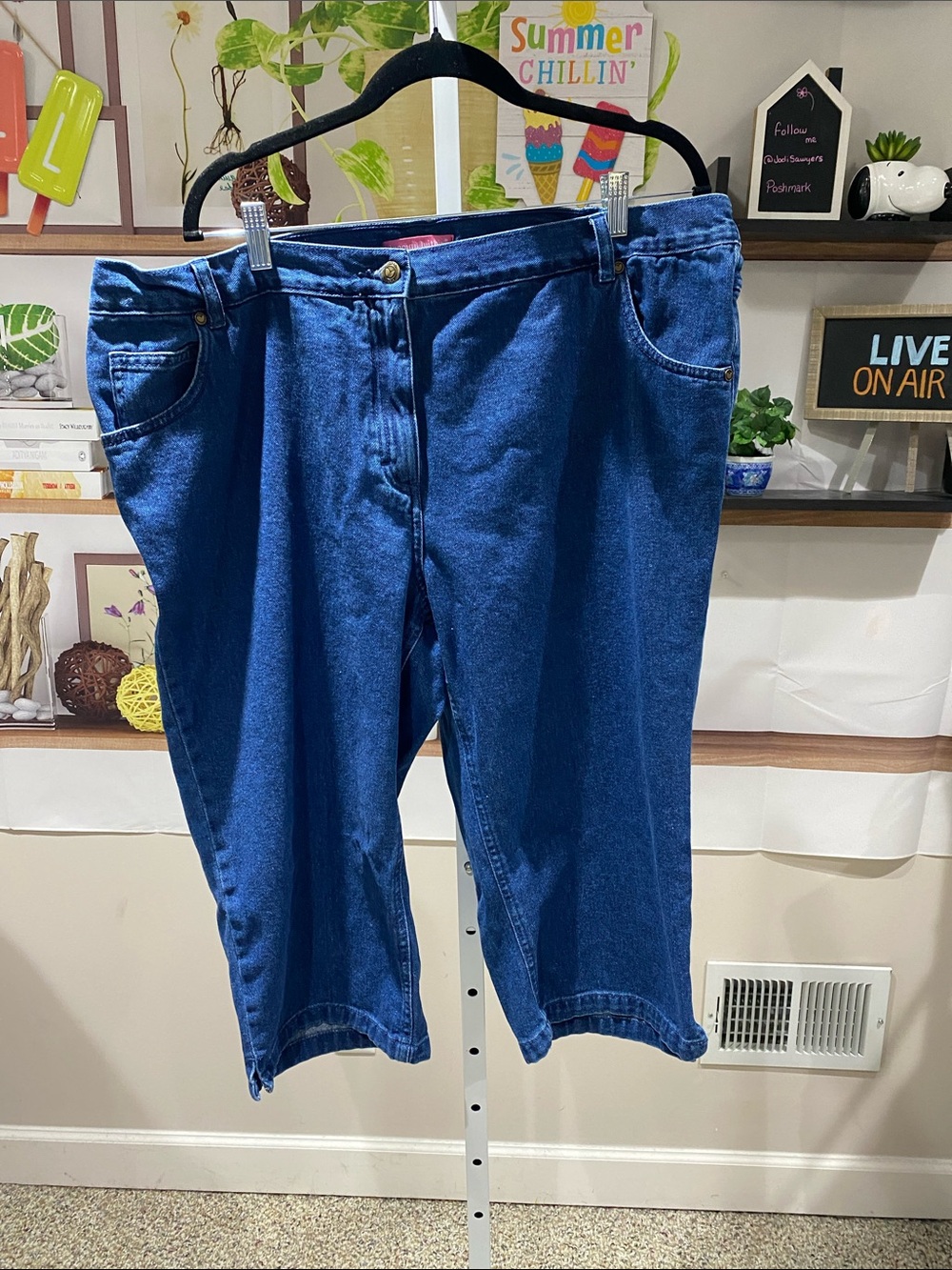 Woman Within Blue Denim Capris size 20 W. Petite.